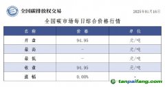 今日碳價(jià)：全國(guó)碳市場(chǎng)每日綜合價(jià)格行情及成交信息20250116