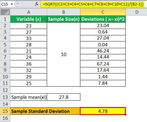 standard deviation formula example problems