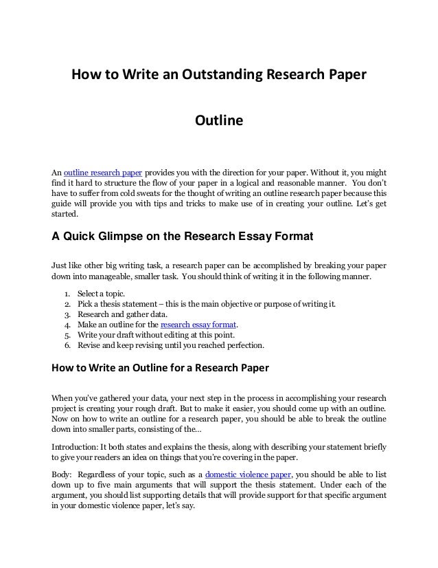 topic outline example research paper
