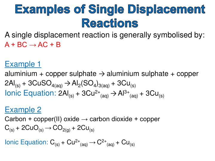 single displacement reaction everyday example