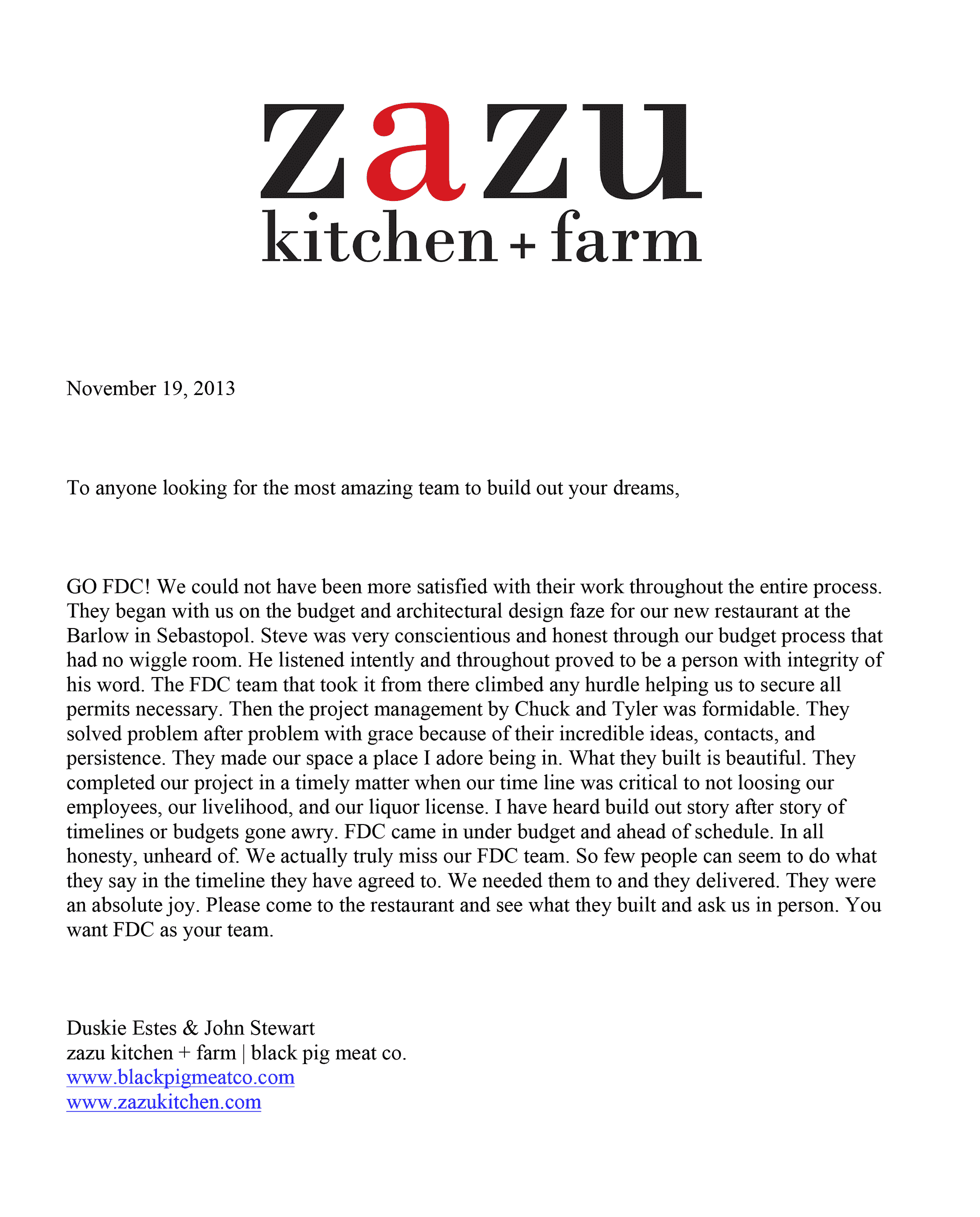 letter of recommendation for construction company example