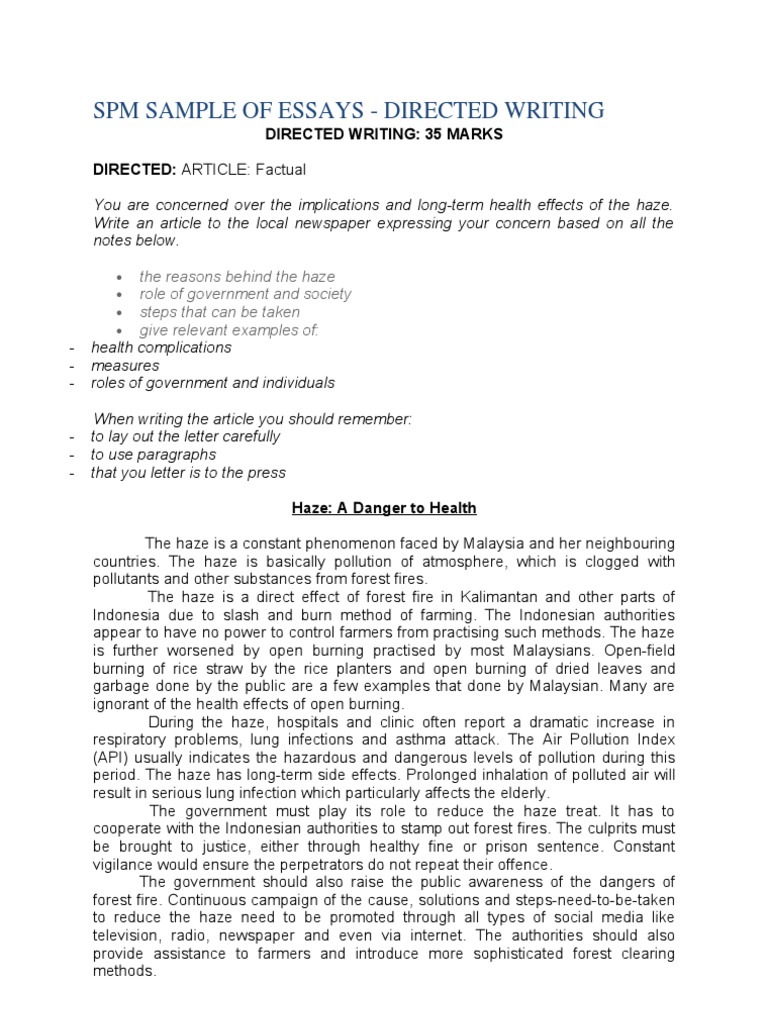 sample essay english spm