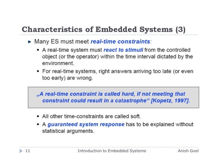 characteristics of embedded system with example