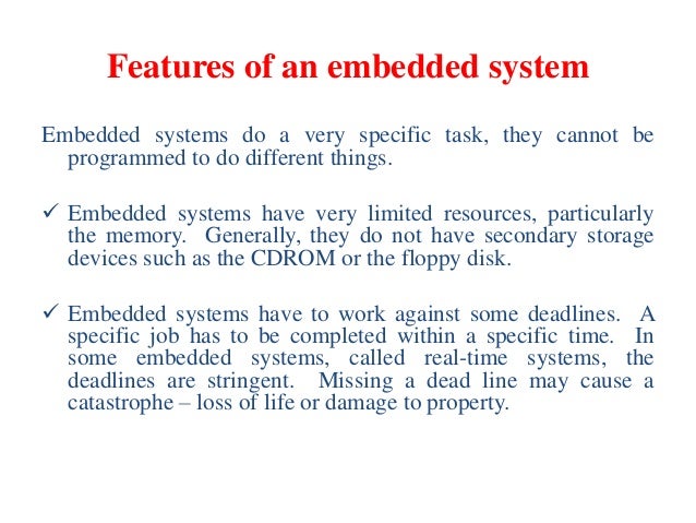 characteristics of embedded system with example