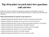 depth interview in marketing research example