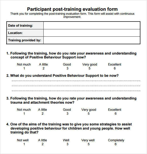 evaluation of the trainee example