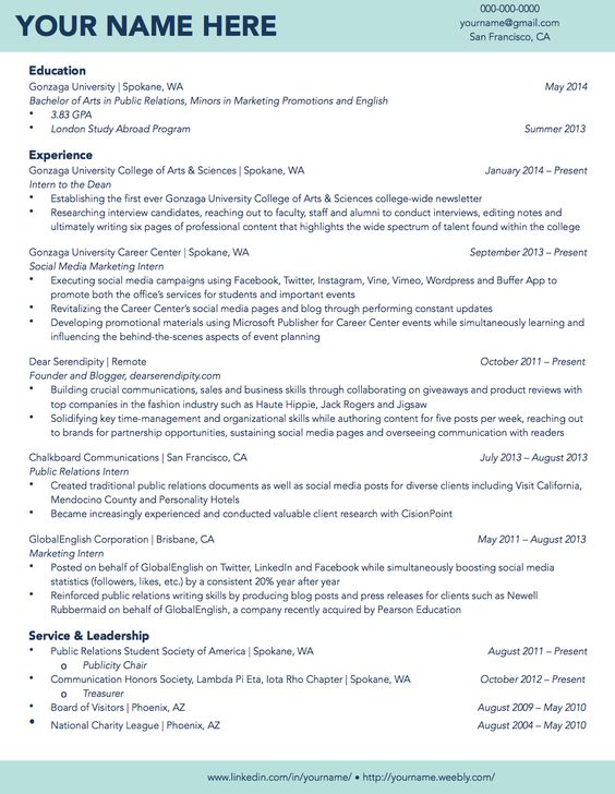 example of a cv for a student in university