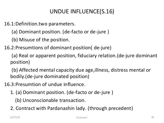 duress vs undue influence