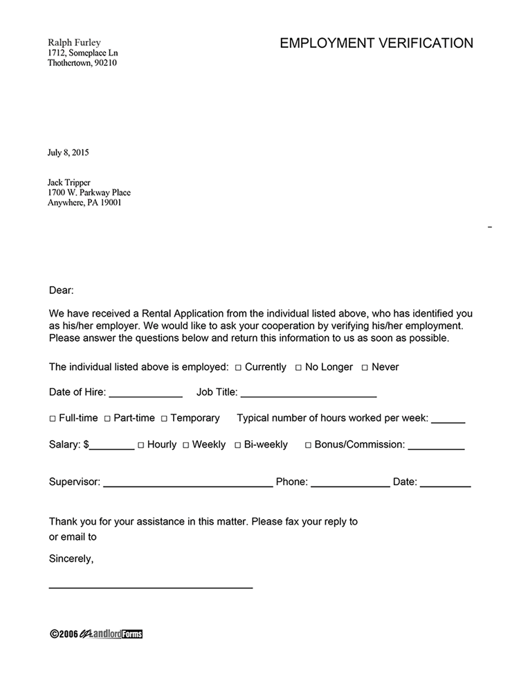 example reference letter for renting a house from employer